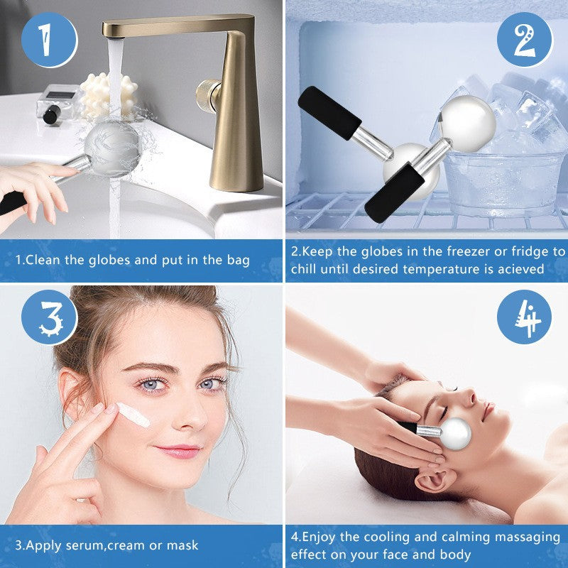 Ice Facial Massage Roller, Stainless Steel Cryo Stick Cooling Massager For Face And Eyes  Beauty Lifting And Cooling Tool For Skincare