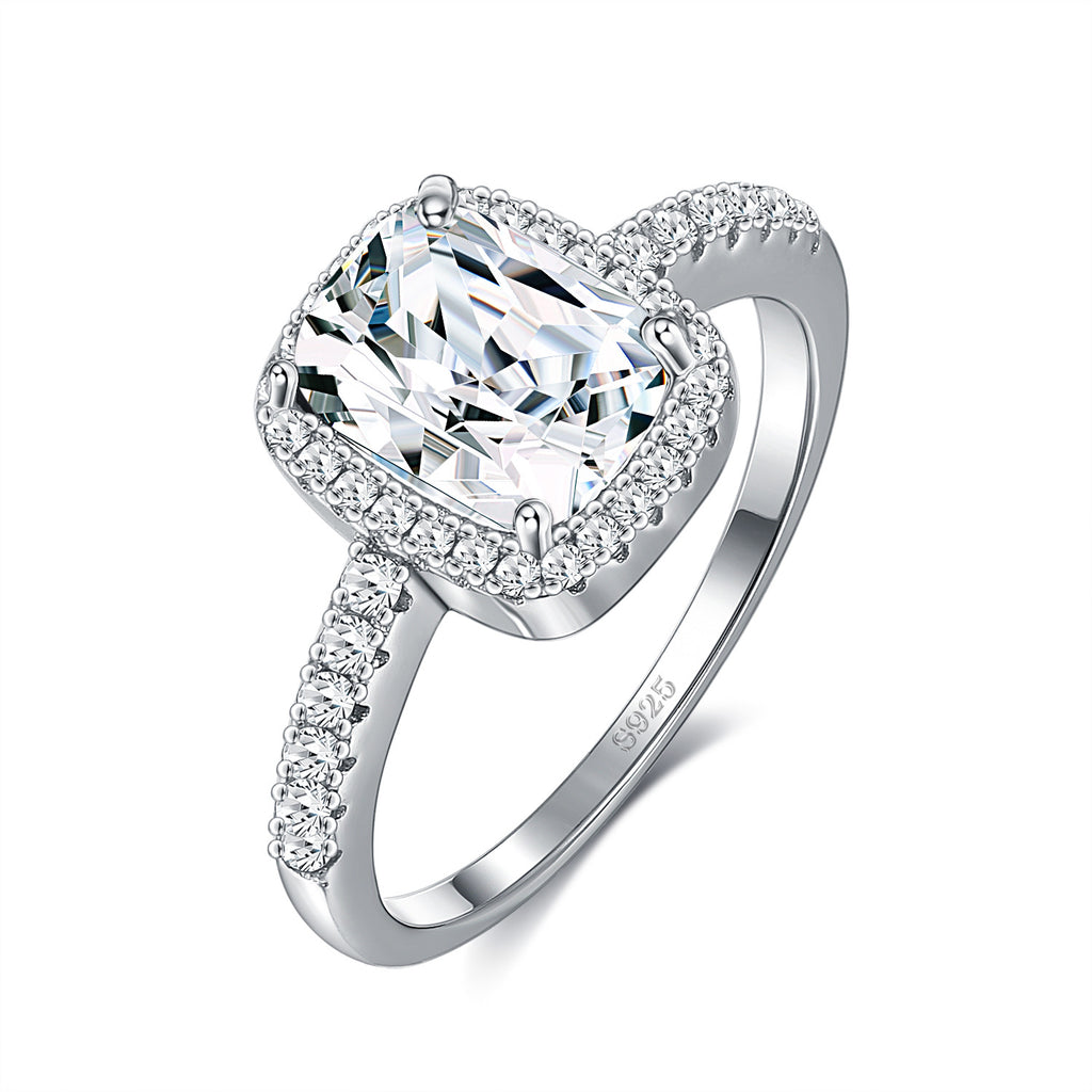 Creative S925 Sterling Silver Ladies Ring Douyin New Product Square Large Zircon Ring Accessories Custom Pter053