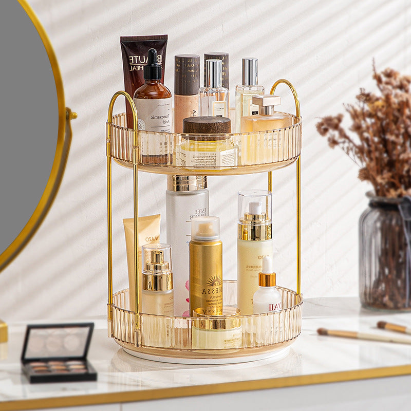 360 Rotating Makeup Organizer - 3-Size Spinning Cosmetic & Skincare Holder For Vanity Countertop 3 Colors